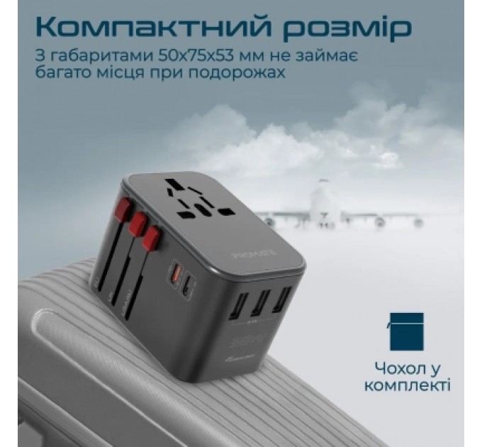 Зарядний пристрій Promate tripmate-36w.black
