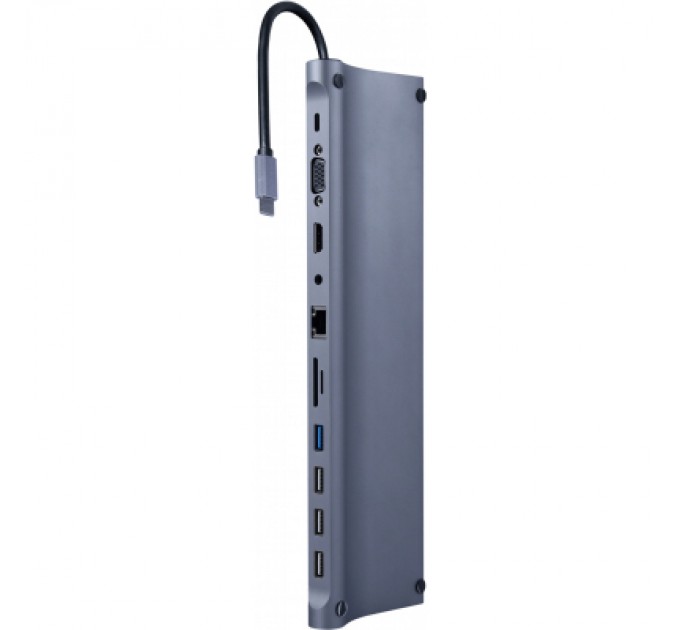 Cablexpert Концентратор Cablexpert USB-C 9-in-1 (USB-hub + HDMI/VGA/PD/CR/LAN/3.5mm) (A-CM-COMBO11-01)