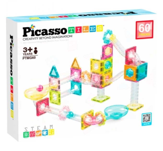 Конструктор Picasso магнітний Tiles Mini Diamond Marble Run Track Set 60 деталей (817338028299)