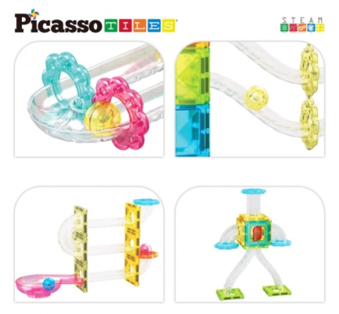 Конструктор Picasso магнітний Tiles Mini Diamond Marble Run Track Set 60 деталей (817338028299)