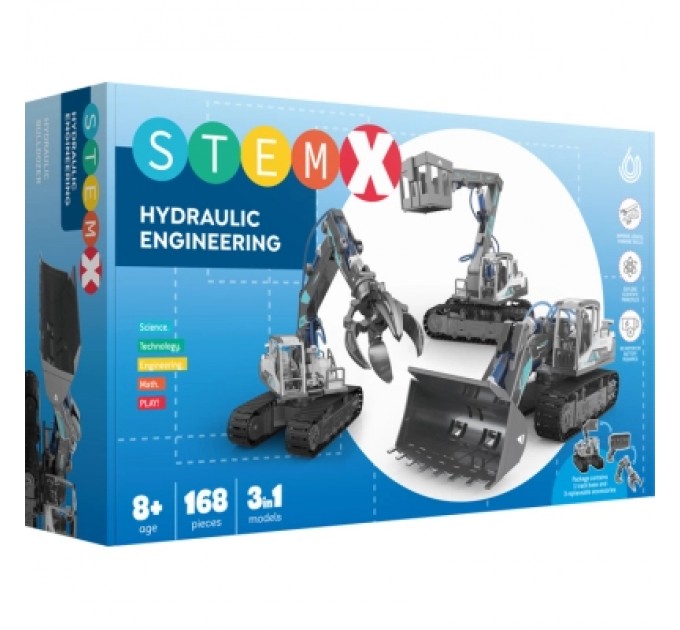 Конструктор Stem 3 в 1: Гідравлічні машини (бульдозер, краб та пожежна машина) на 168 деталей (3858894671625)