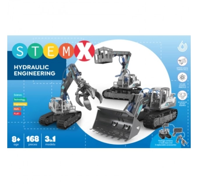 Конструктор Stem 3 в 1: Гідравлічні машини (бульдозер, краб та пожежна машина) на 168 деталей (3858894671625)