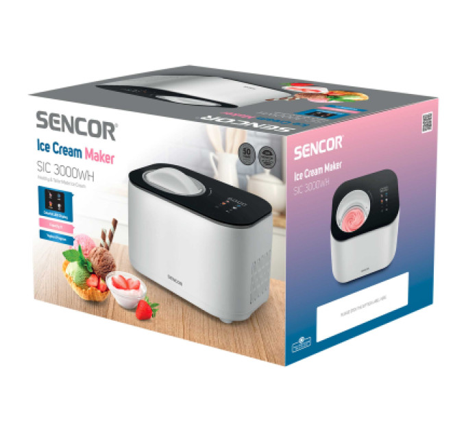 Sencor Морозивниця Sencor Морозивниця Sencor 100Вт, чаша-1л, час приготув.-60хв, пластик (SIC3000WH)