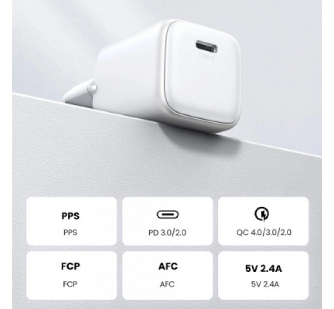 Зарядний пристрій Ugreen CD319 Nexode Mini USB-C PD30W GaN White (15326)