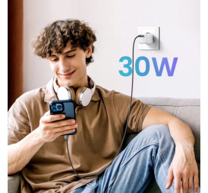 Зарядний пристрій Ugreen CD319 Nexode Mini USB-C PD30W GaN White (15326)