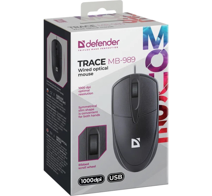 Defender Мишка Defender Trace MB989 USB Black (52989)