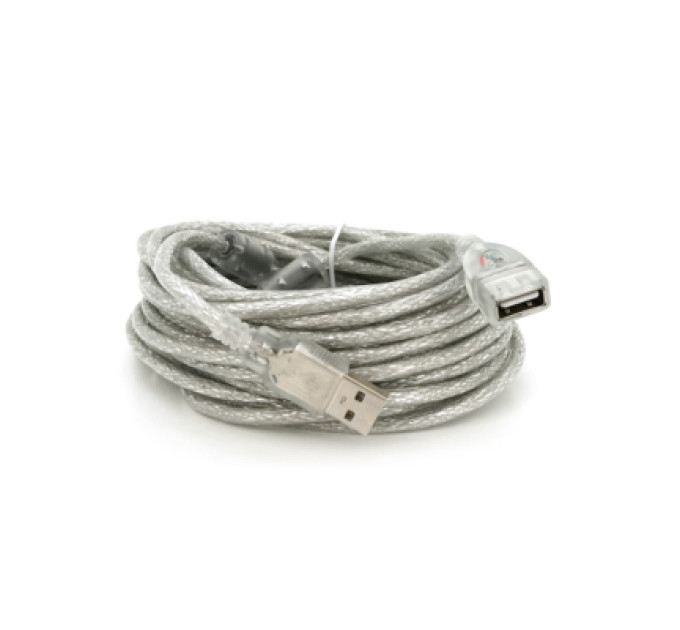 Voltronic Дата кабель USB 2.0 AM/AF 10.0m ferrite transparent white Voltronic (YT-AM/AF-10TBL)