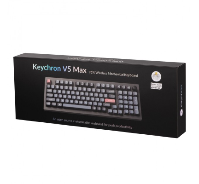 Клавіатура Keychron V5 Max Gateron Jupiter Banana Knob Hot-Swap QMK Wireless/Bluetooth/USB-А UA Black (V5M-D4-UA)