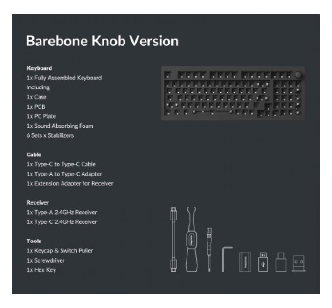 Клавіатура Keychron V5 Max Gateron Jupiter Brown Knob Hot-Swap QMK Wireless/Bluetooth/USB-А UA Black (V5M-D3-UA)