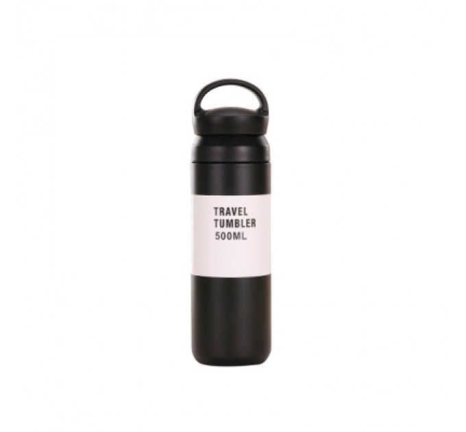 Термос Merlion Travel Tumbler 350 мл, подвійна кришка з ручкою, чорний (SUS304-350Black)