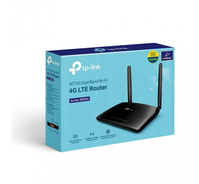 Точка доступу з функцією маршрутизації, мережеве обладнання 750MBPS 10/100M DUAL BAND ARCHER MR202 TP-LINK
