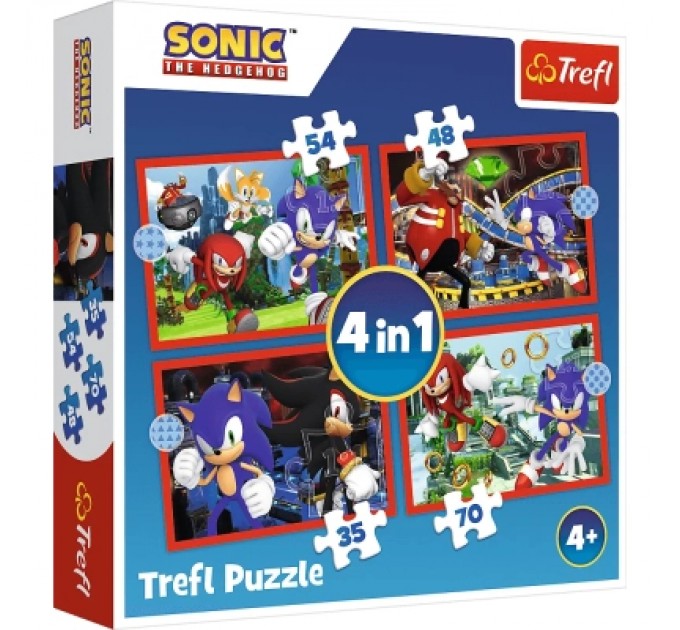 Пазл Trefl Sonic Пригоди Соніка 4 in 1 (35, 48, 54, 70) елемента (5900511346251)