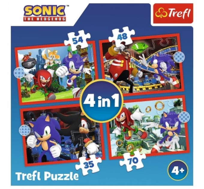 Пазл Trefl Sonic Пригоди Соніка 4 in 1 (35, 48, 54, 70) елемента (5900511346251)