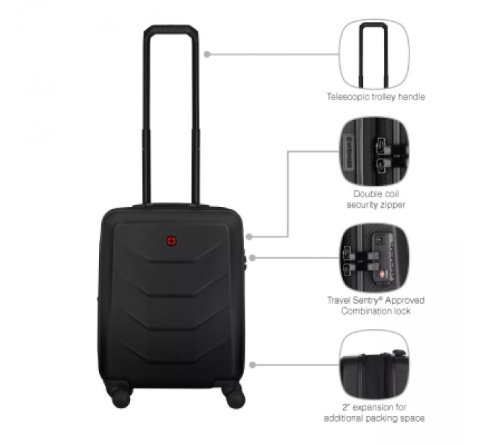 Валіза Wenger Prymo, мала, пластик, 4 колеса, чорна (612536)