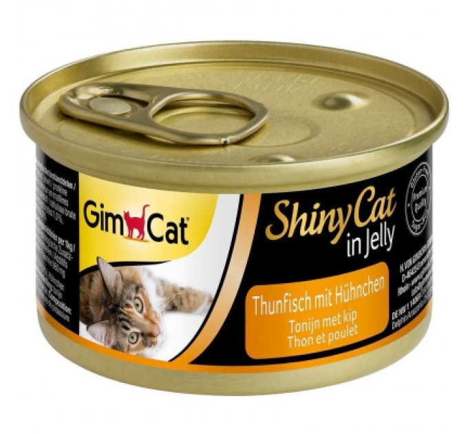 Консерви для котів GimCat Shiny Cat З тунцем та куркою в желе 70 г (4002064413303)