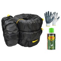 Чохол для зберігання автомобільних коліс Poputchik з рукавицями та силіконовою змазкою (M) R14-15 (4 шт) (16-088-IS)