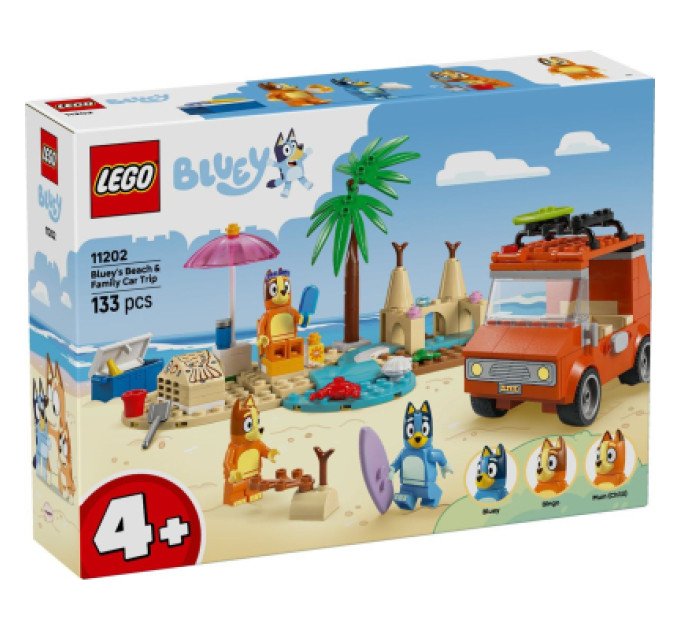 LEGO Конструктор LEGO Bluey Пляж і сімейна поїздка на автомобілі Блуї (11202)