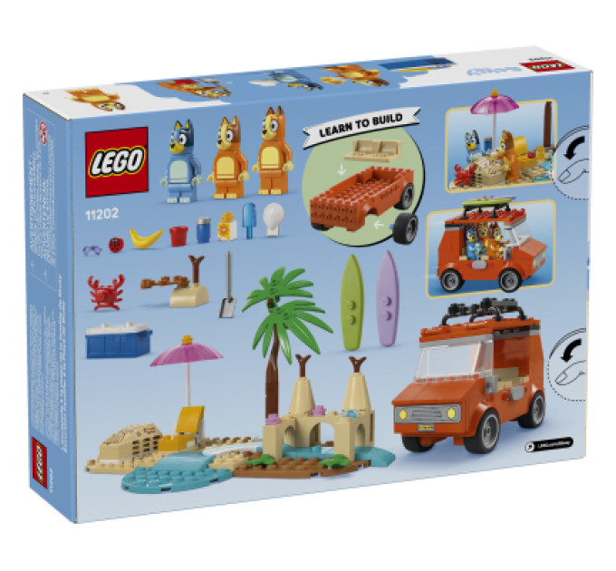 LEGO Конструктор LEGO Bluey Пляж і сімейна поїздка на автомобілі Блуї (11202)
