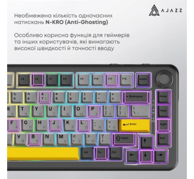 Клавіатура Ajazz AK820 MAX Magnetic Switch RGB USB Black (AK820MAX-WM-BGY)