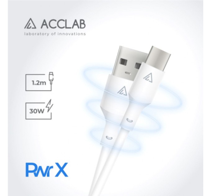 Дата кабель USB 2.0 AM to Type-C 1.2m PwrX 30W ACCLAB (1283126559532)