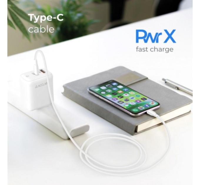 Дата кабель USB 2.0 AM to Type-C 1.2m PwrX 30W ACCLAB (1283126559532)