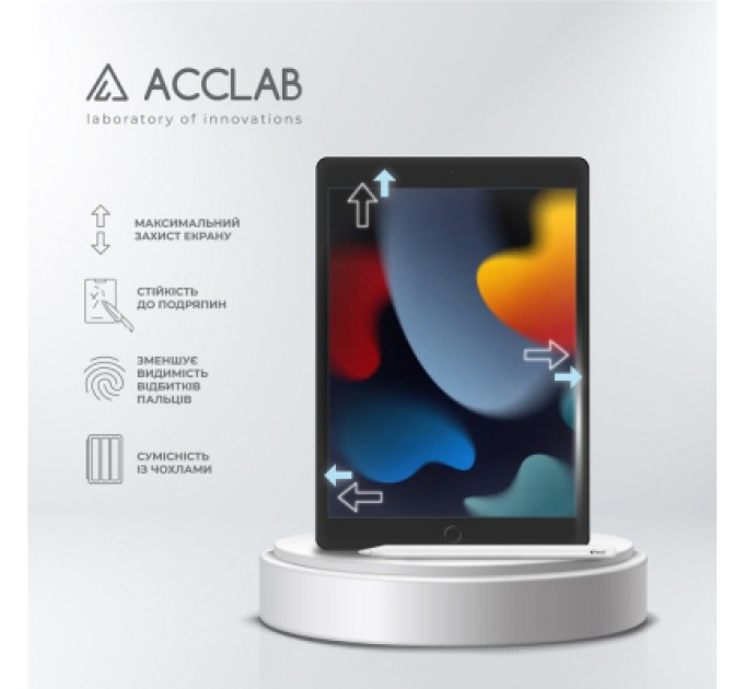 Скло захисне ACCLAB Full Glue Apple iPad 10.2/9th 2021 10.2" (1283126575631)