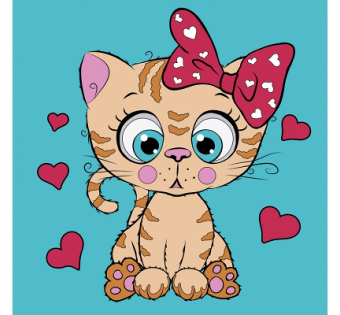 Картина по номерам Santi Рудий котик 25*25 см неонові фарби (954600)