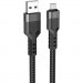 Дата кабель USB 2.0 AM to Micro 5P 1.2m 2.4A nylon aluminum U110 black HOCO (6931474770585)