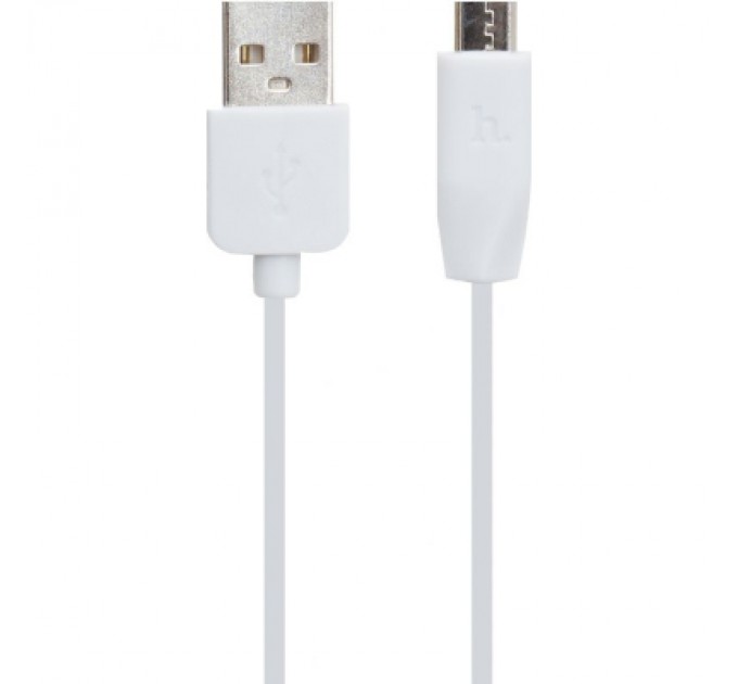 Дата кабель USB 2.0 AM to Micro 5P 1.0m 2.4A PVC X1 white HOCO (6957531032038)