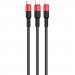 Дата кабель USB 2.0 AM to Lightning+Micro+USB-C 1.0m Xpress one X26 black+red HOCO (6957531080282)