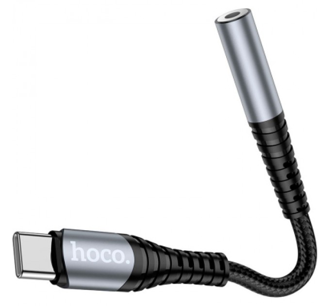 Адаптер USB-C M to 3.5mm F LS33 metal gray HOCO (6931474761163)