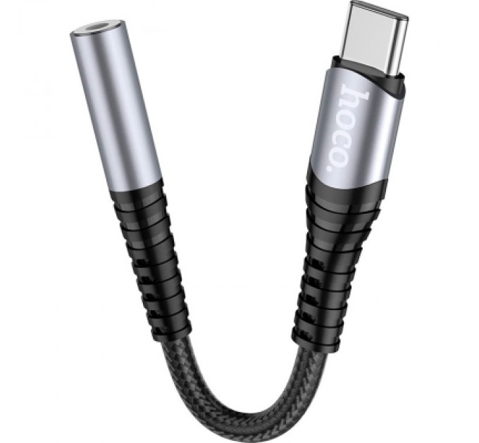Адаптер USB-C M to 3.5mm F LS33 metal gray HOCO (6931474761163)