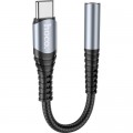 Адаптер USB-C M to 3.5mm F LS33 metal gray HOCO (6931474761163)