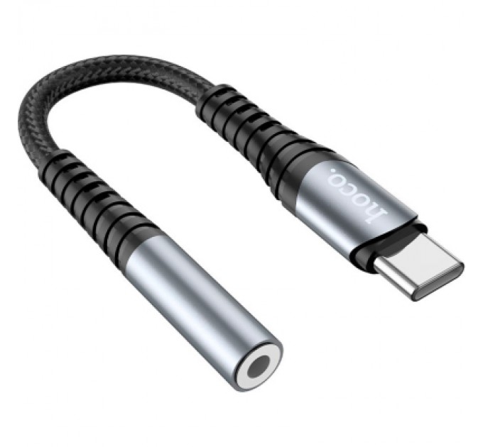 Адаптер USB-C M to 3.5mm F LS33 metal gray HOCO (6931474761163)