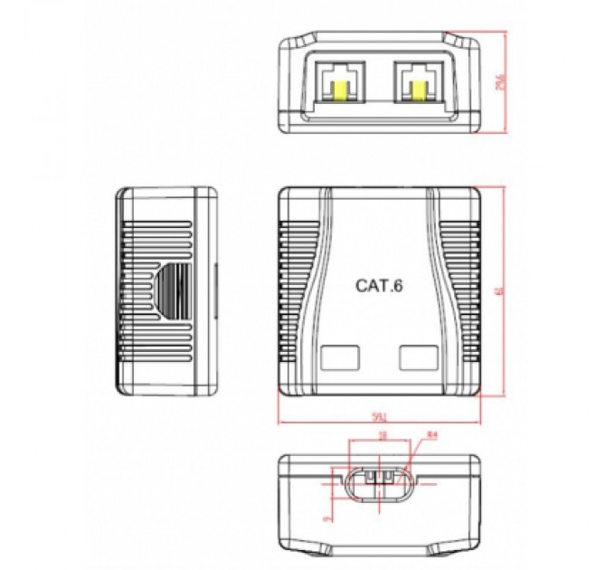 Комп'ютерна розетка Cablexpert RJ45x2 FTP, cat.6 (NCAC-2F6-01)