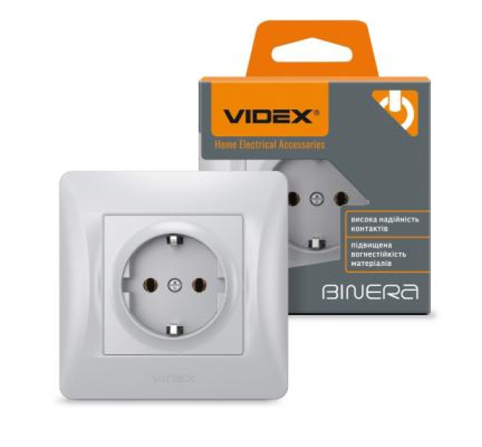Videx Розетка Videx BINERA 2ая із заземленням кремова (VF-BNSK1G-SS)