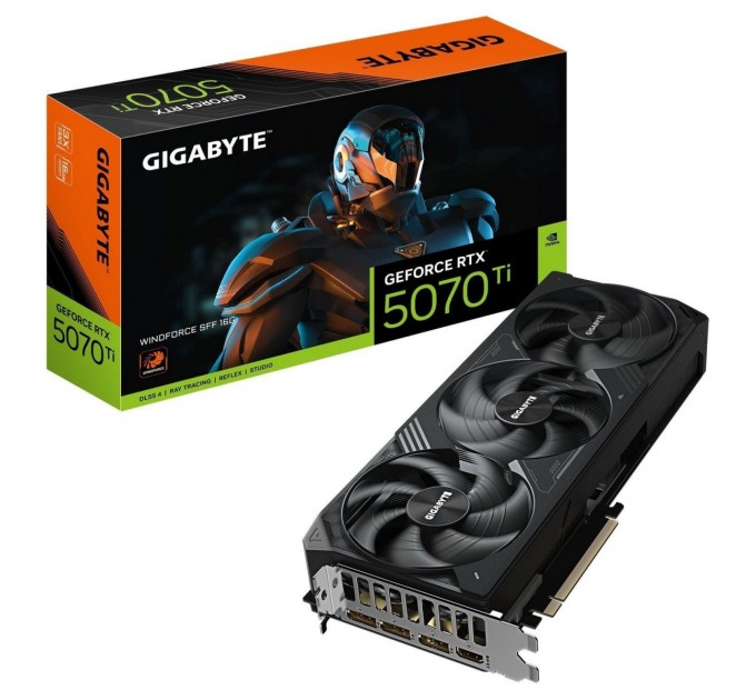 Відеокарта GF RTX 5070 Ti 16GB GDDR7 Windforce Gigabyte (GV-N507TWF3-16GD)