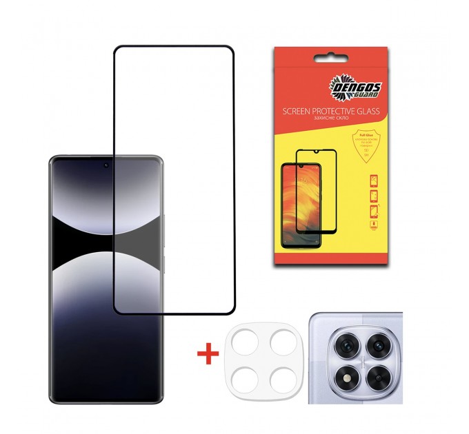 Комплект захисних стекол Dengos для Xiaomi Redmi Note 14 Pro 5G Black Full Glue (DG-TGSCP-12)