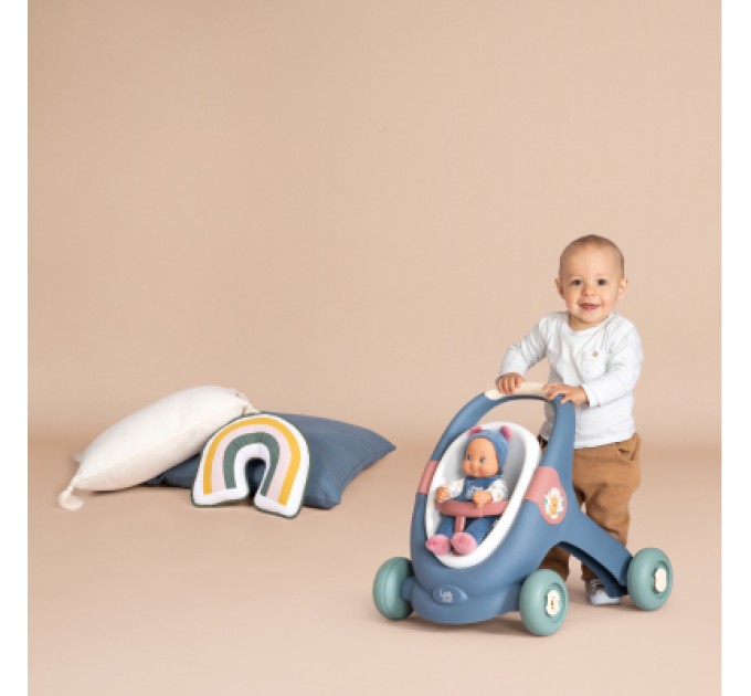 Коляска для ляльок Smoby Little для прогулянок 3в1, з пупсом, синій (140308)