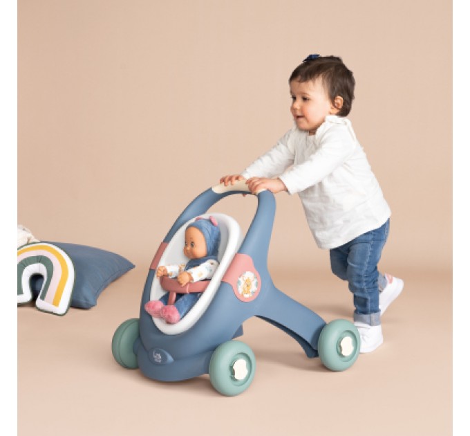 Коляска для ляльок Smoby Little для прогулянок 3в1, з пупсом, синій (140308)
