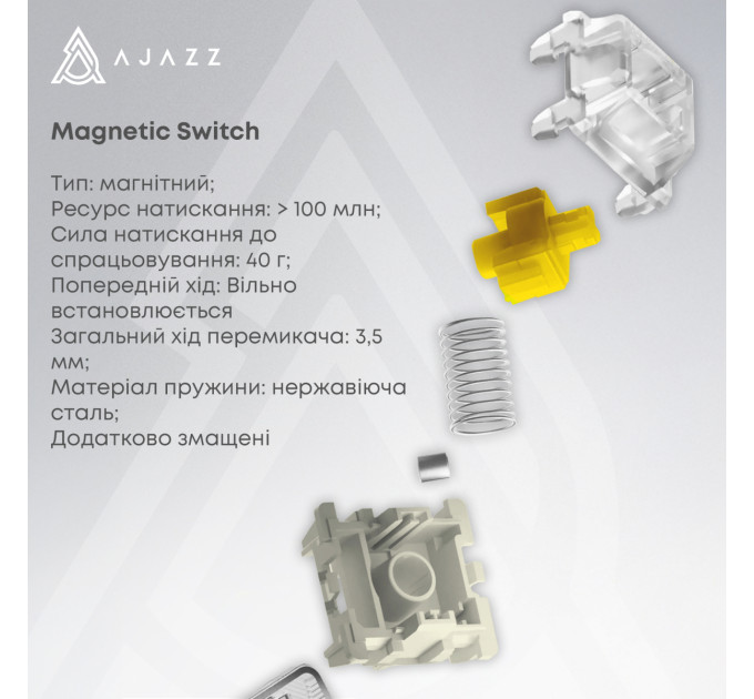 Ajazz Клавіатура бездротова Ajazz AK680 Max (8+8K) Magnetic Switch White (AK680-M-BWD-A)