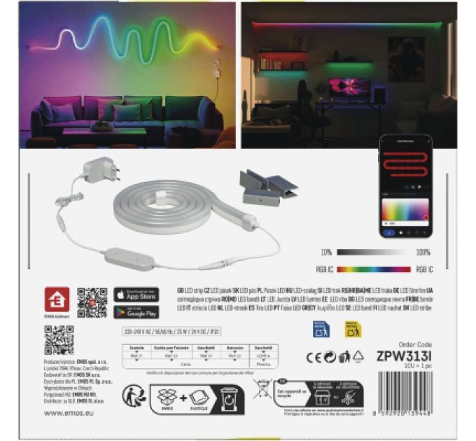 Світлодіодна стрічка EMOS ZPW313I NEON white 3 m 24 Вт RGBIC WiFi (ZPW313I)