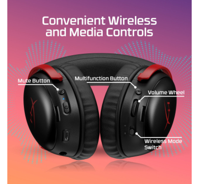 HyperX Навушники HyperX Cloud III S Wireless/USB-A/USB-C Black/Red (A59Z0AA)
