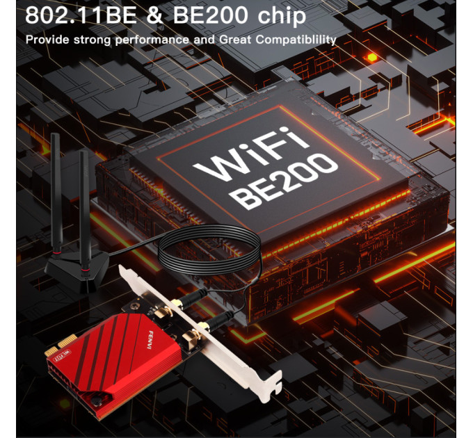 Fenvi Бездротовий адаптер Fenvi FV-BE8800Pro Wi-Fi 7, Bluetooth 5.4 Gaming Tri Band 2.4G/5G/6GHz