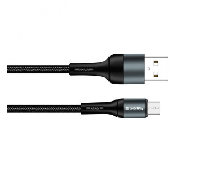 Дата кабель USB 2.0 AM to Micro 5P 1.0m nylon black ColorWay (CW-CBUM045-BK)