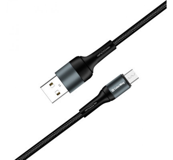 Дата кабель USB 2.0 AM to Micro 5P 1.0m nylon black ColorWay (CW-CBUM045-BK)