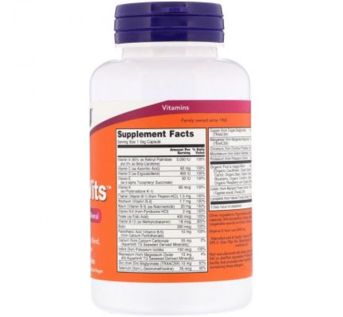 Мультивітамін Now Foods Мультивітаміни, Daily Vits, Multi Vitamin & Mineral, 120 кап (NOW-03776)