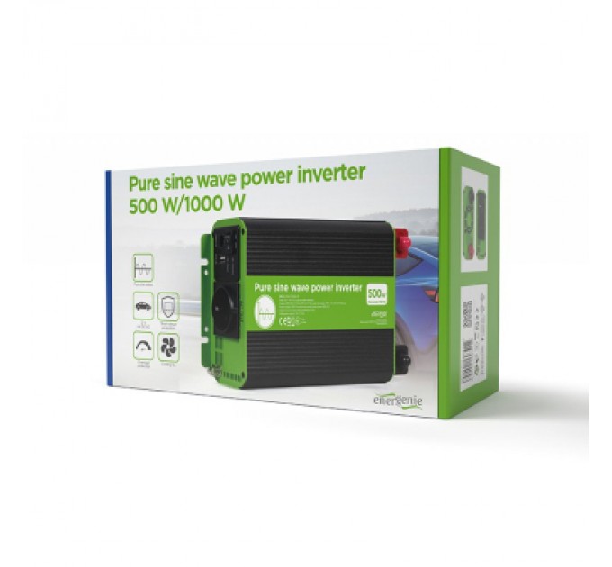 Автомобільний інвертор 12V/230V 500W (1000W peak power) чиста синусоїда EnerGenie (EG-PWC-PS500-01)