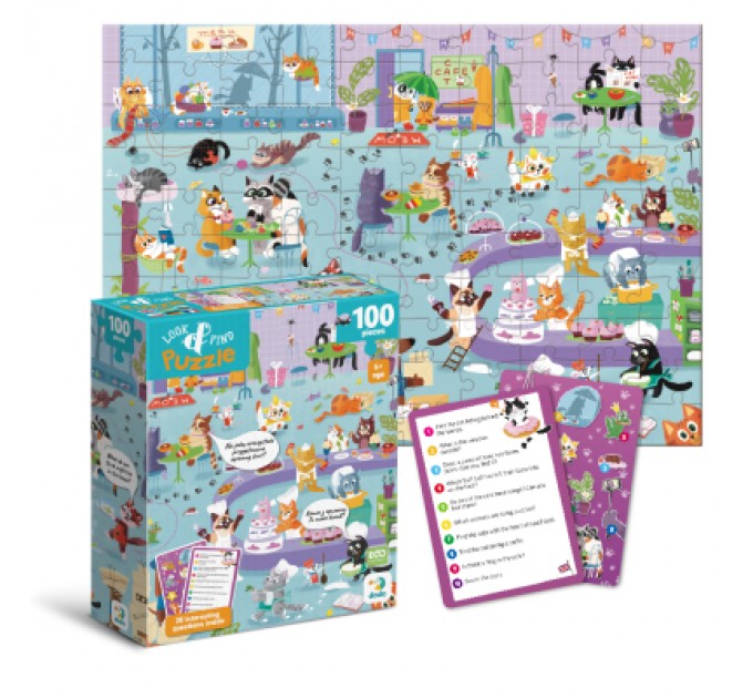 Пазл DoDo Шукай та знаходь Котяче кафе, 100 елементів (300667)
