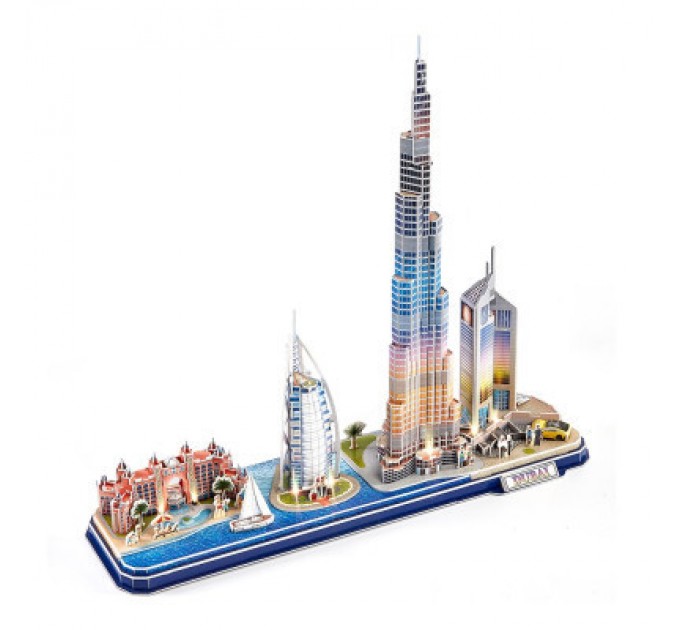 Пазл Cubic Fun Тривимірна головоломка-конструктор City Line з Led-підсвіткою Дубай (L523h)